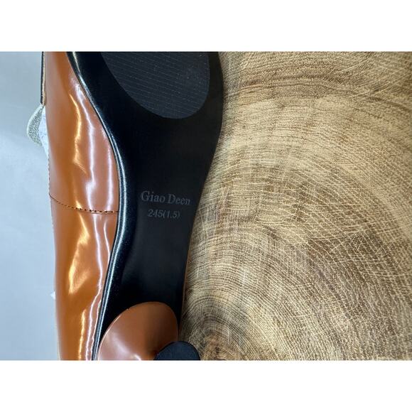 GiaoDeen Women’s Leather Kitten Pointed Toe Stiletto Mid Heel Pumps - Picture 5 of 11